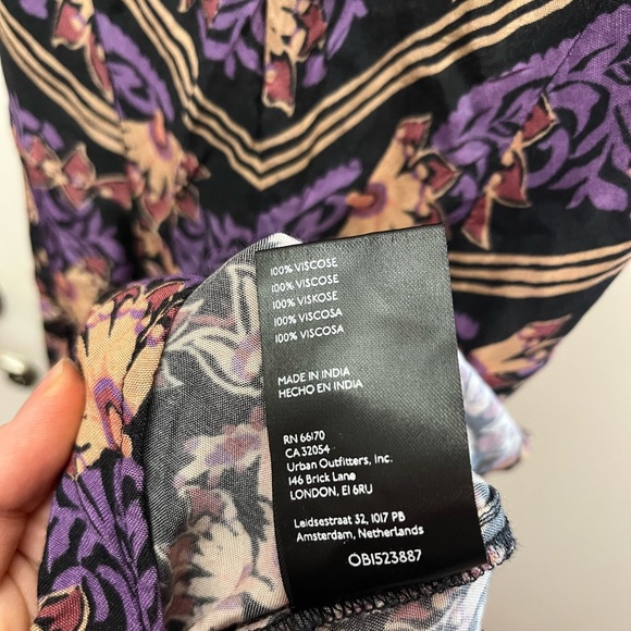 NWOT Free People XS midi boho dress long top purple black floral abstract split - Picture 7 of 10